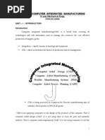 Me1403 - Computer Integrated Manufacturing: IV Year Mechanical Engg. Notes On Lesson Unit - I: Introduction