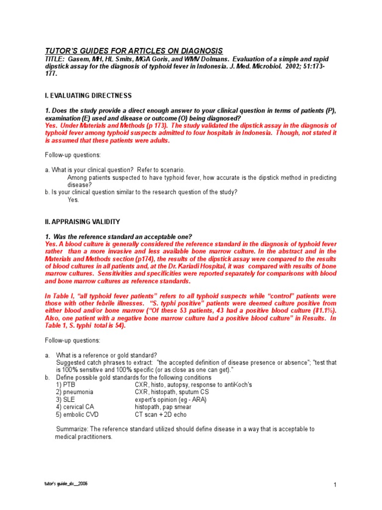 Sample Diagnosis PDF Sensitivity And Specificity Epidemiology