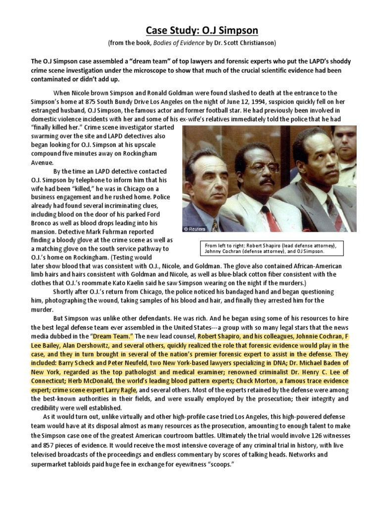 1 Case Study Questions Oj Simpson Criminal Justice Crime Violence
