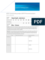 MYP Personal Project Academic Honesty Form SAMPLE