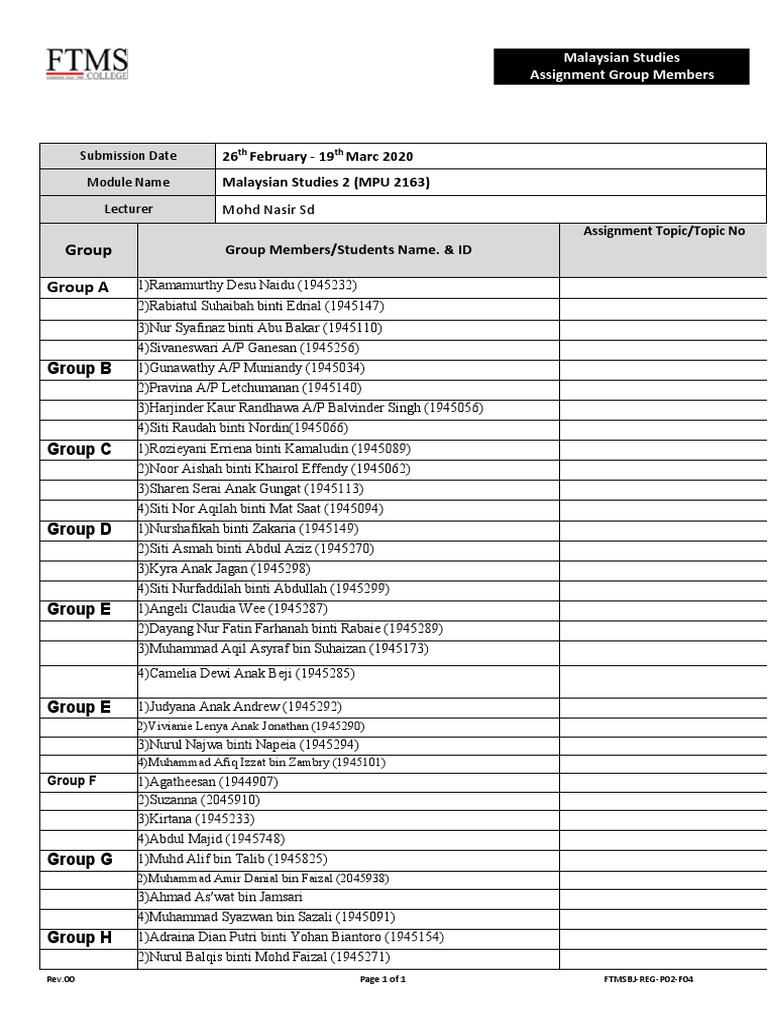26 FEB MS 2 Group Members Form PDF | PDF