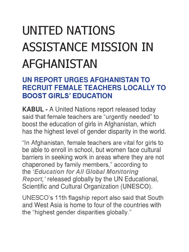 United Nations Assistance Mission in Afghanistan PDF Afghanistan
