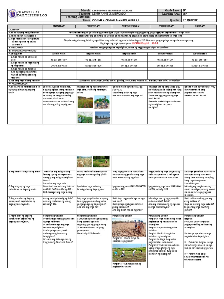 Grade 4 DLL ESP 4 Q4 Week 6 | PDF
