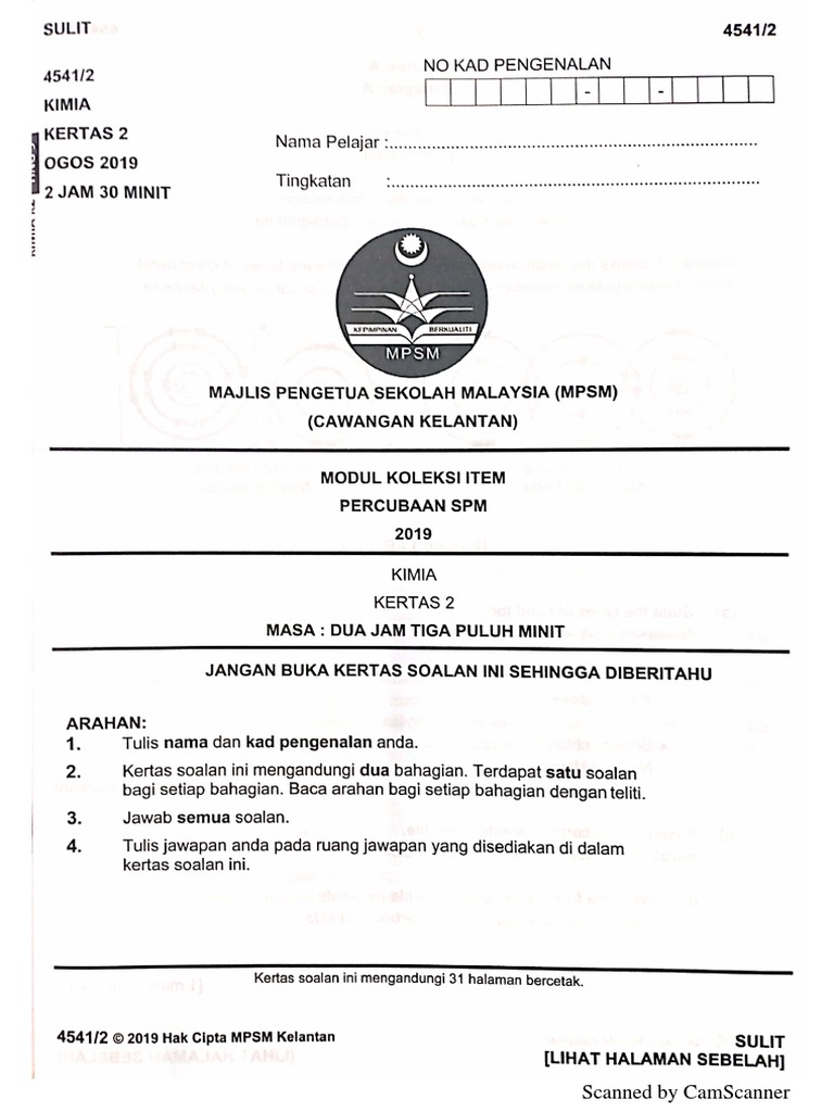Kelantan Percubaan Kimia 2019 K2 Pdf Pdf