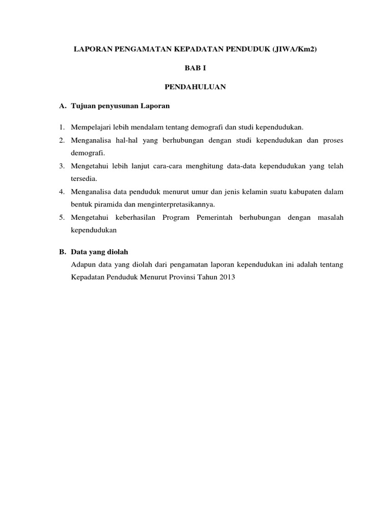 Laporan Pengamatan Kepadatan Penduduk | PDF