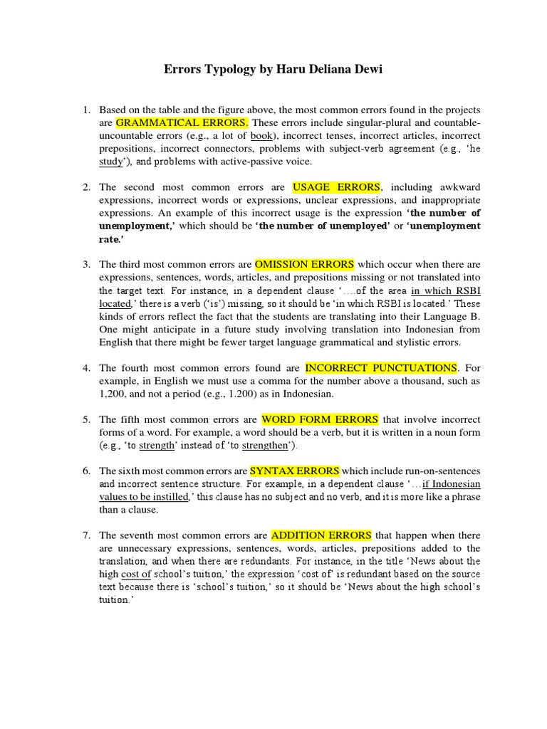 Errors Typology by Haru Deliana Dewi | PDF | Career & Growth | Language ...