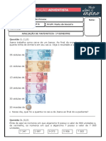 Avaliação de Matemática da Escola Adventista de João Pessoa