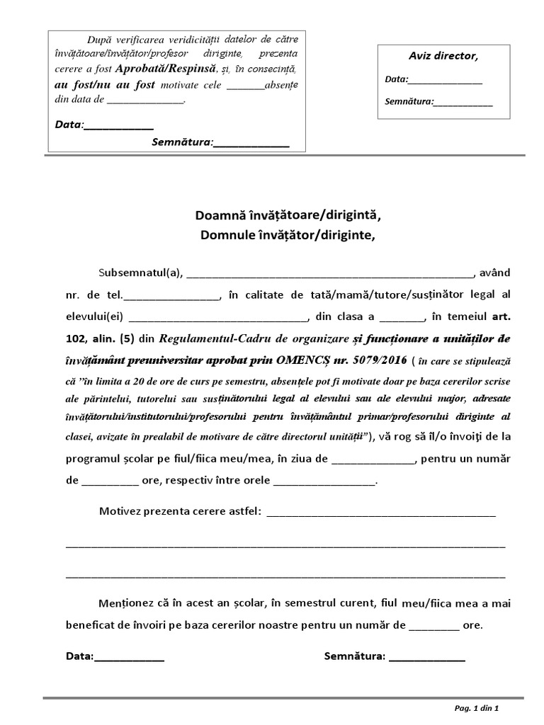 Cerere de Invoire Elevi Minori | PDF