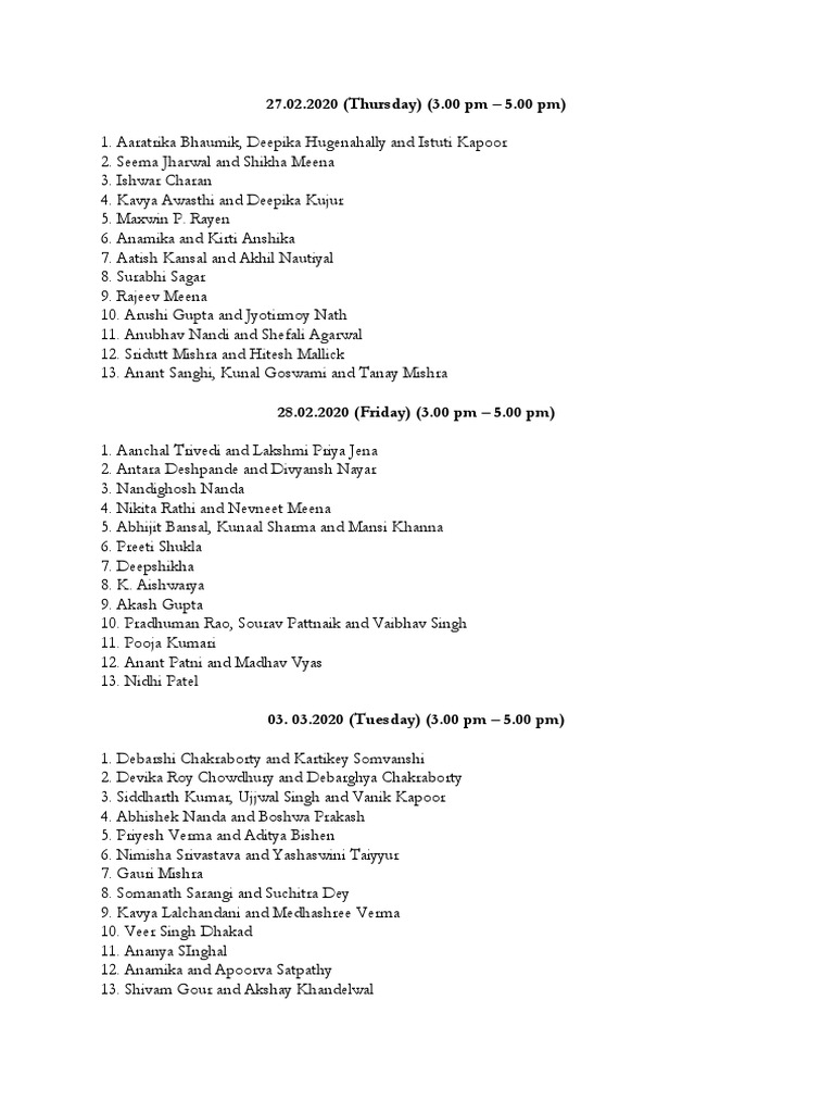 Viva Schedule PDF