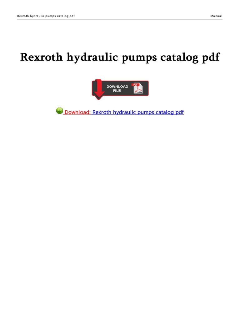 Rexroth Hydraulic Pumps Catalog PDF - Soup - Io | PDF