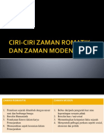 Ciri-Ciri Zaman Romatik Dan Zaman Moden