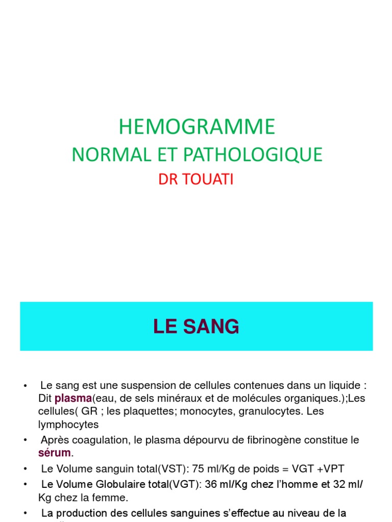 Interprétation de l'Hémogramme Complet | PDF