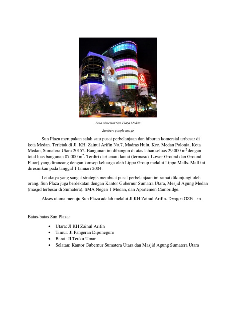 Denah dan Akses Sun Plaza Medan | PDF