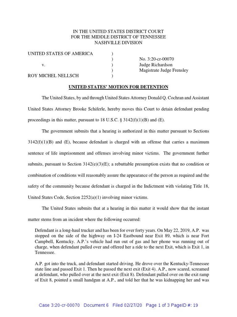 US Motion for Detention of Roy Nellsch | PDF