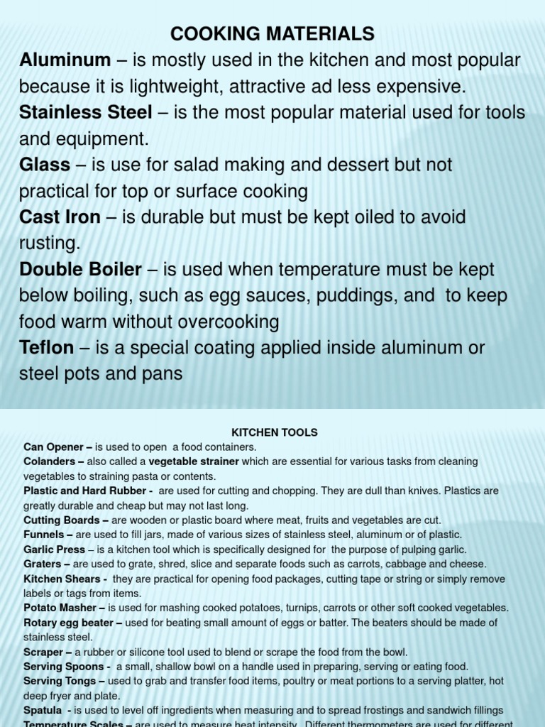 Durable and Affordable Kitchen Materials | PDF | Cooking, Food & Wine