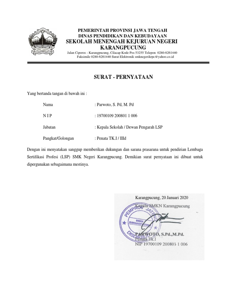 Surat Dukungan Lsp