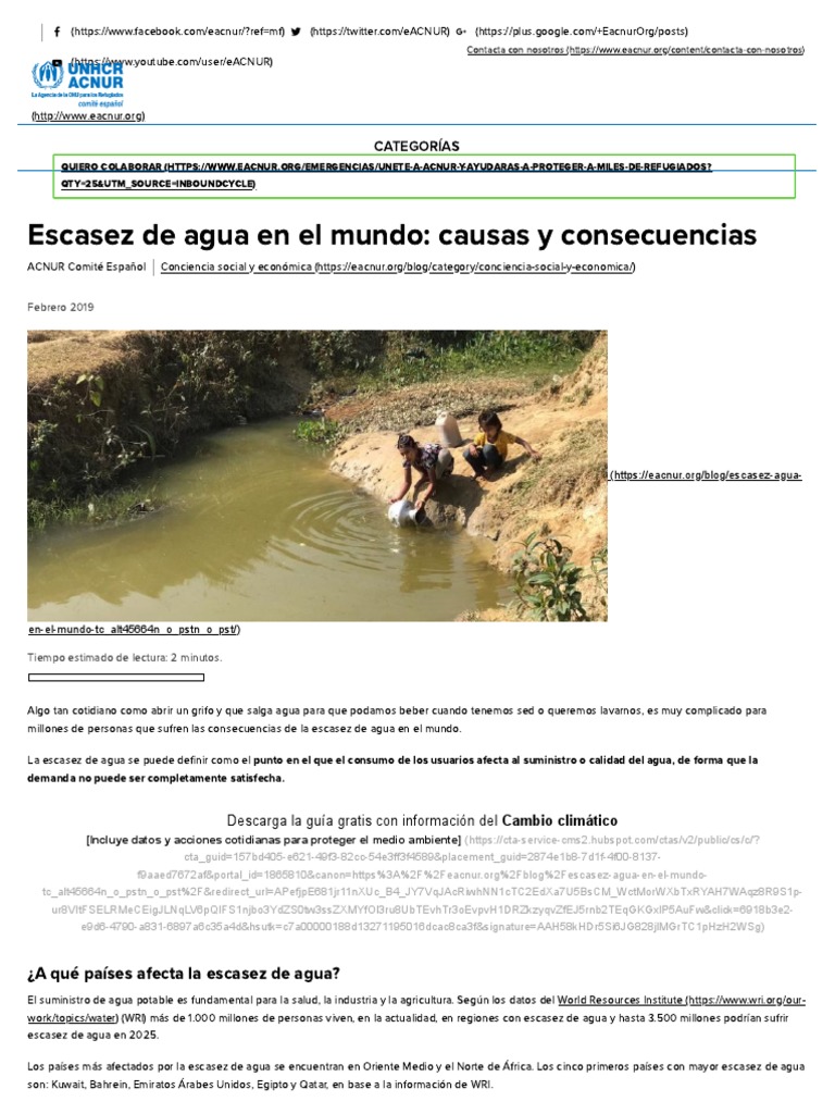 Escasez de Agua en El Mundo - Causas y Consecuencias | PDF