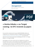 Genka Kikaku Ou Target Costing - Le DTC Inventé Au Japon