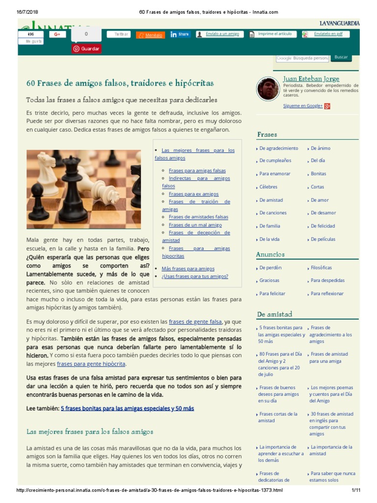 60 Frases de Amigos Falsos Traidores e Hipocritas Innatia Com PDF | PDF, image size:768x1024
