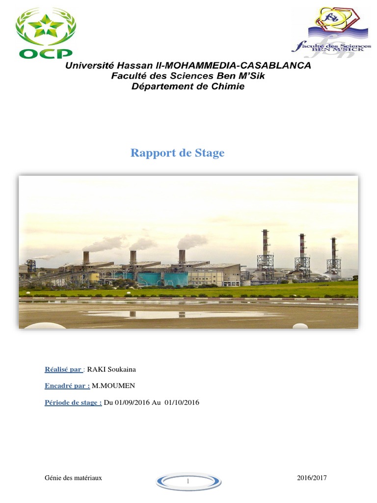 Rapport de Stage Ocp Soukaina Raki (Enregistré Automatiquement ...