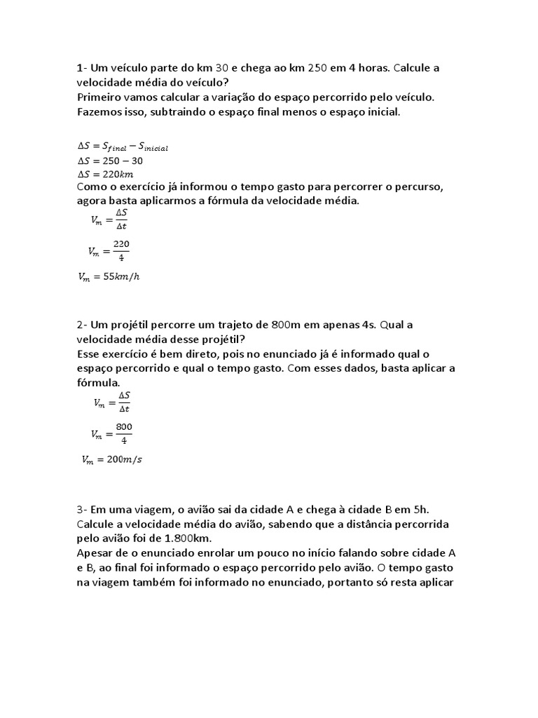 Cálculo de Velocidade Instantânea | PDF, image size:768x1024