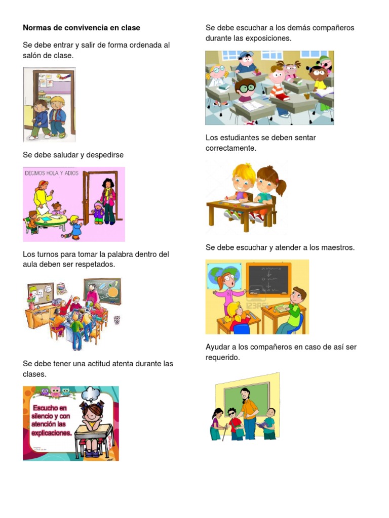 Normas de convivencia en el aula | PDF | Crecimiento personal y ...