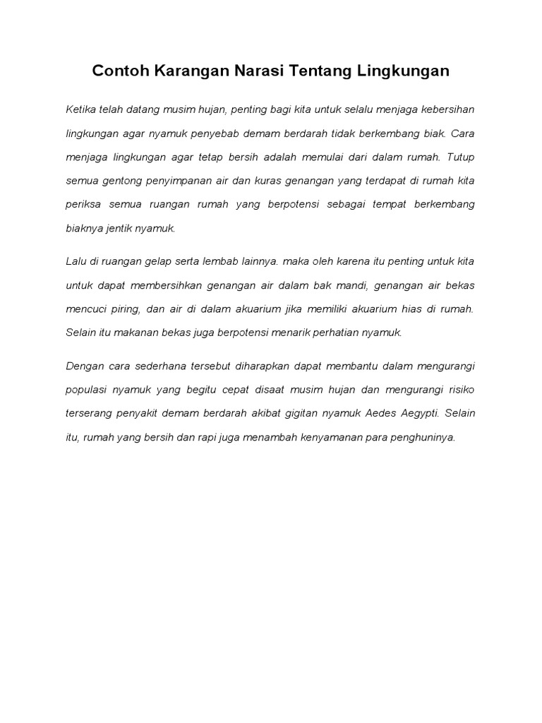 Contoh Karangan Narasi Tentang Lingkungan Docx