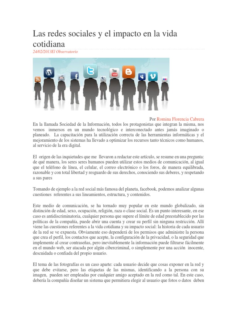 Impacto de Redes Sociales en la Vida | PDF | Servicio de redes sociales ...