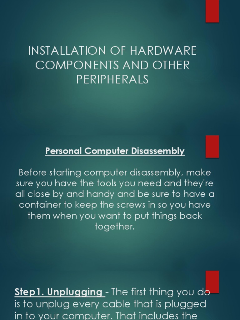Installation of Hardware Components and Other Peripherals PDF