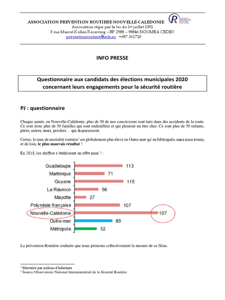 Questionnaire Sécurité Routière Municipale | PDF | Sécurité routière ...