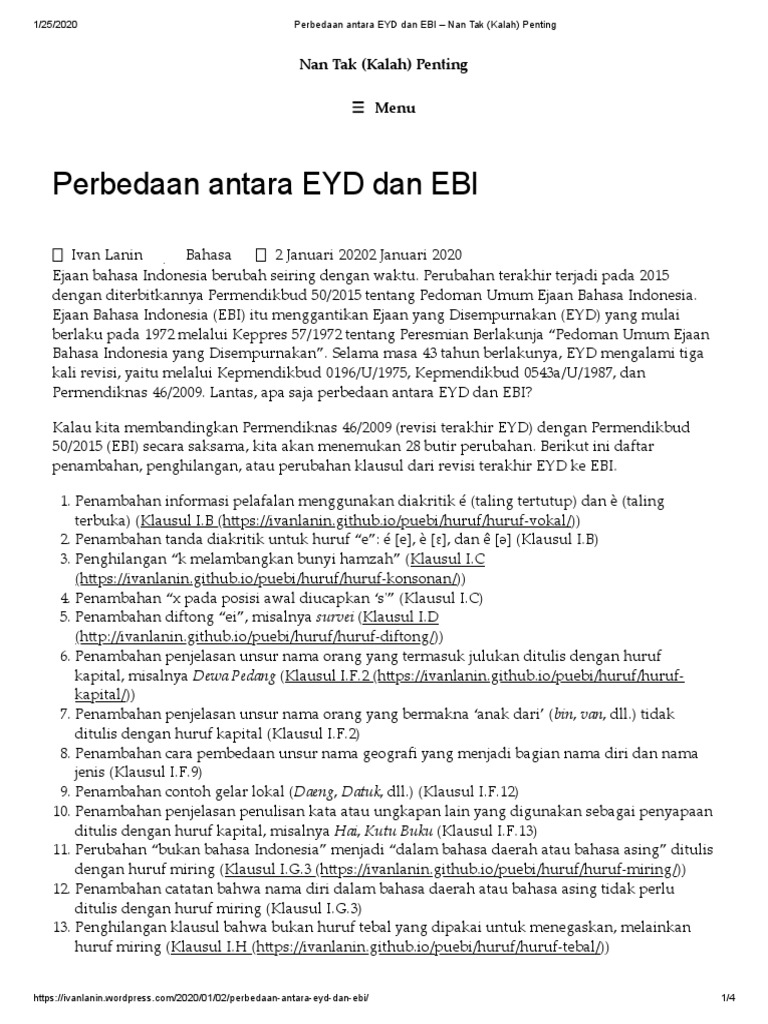 Perbandingan EYD dan EBI | PDF