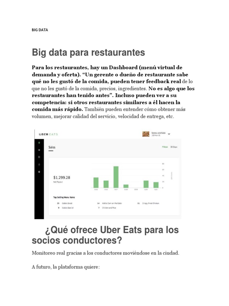 Big Data en Restaurantes con Uber Eats | PDF | Aplicación movil | Big Data