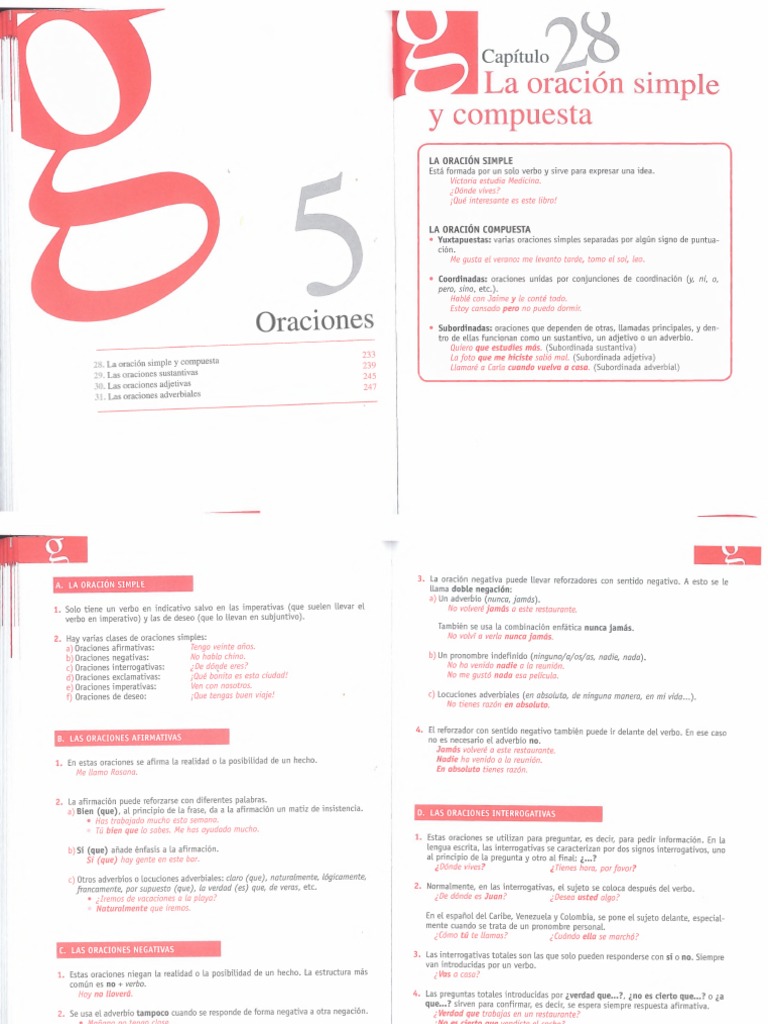 Estructura de Oraciones Simples y Compuestas | PDF | Adverbio | Oración ...