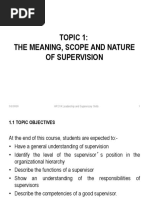 TOPIC 1 Meaning, Nature and Scope of Supervision