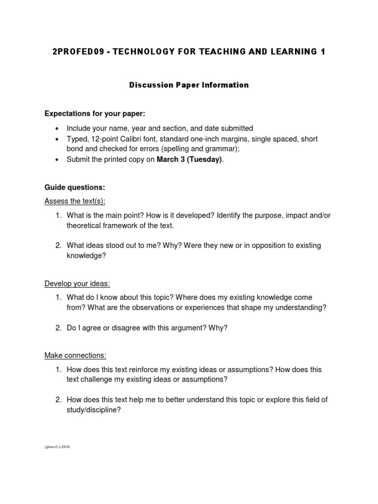 Teach First Discussion Paper Guidelines | PDF | Rubric (Academic ...