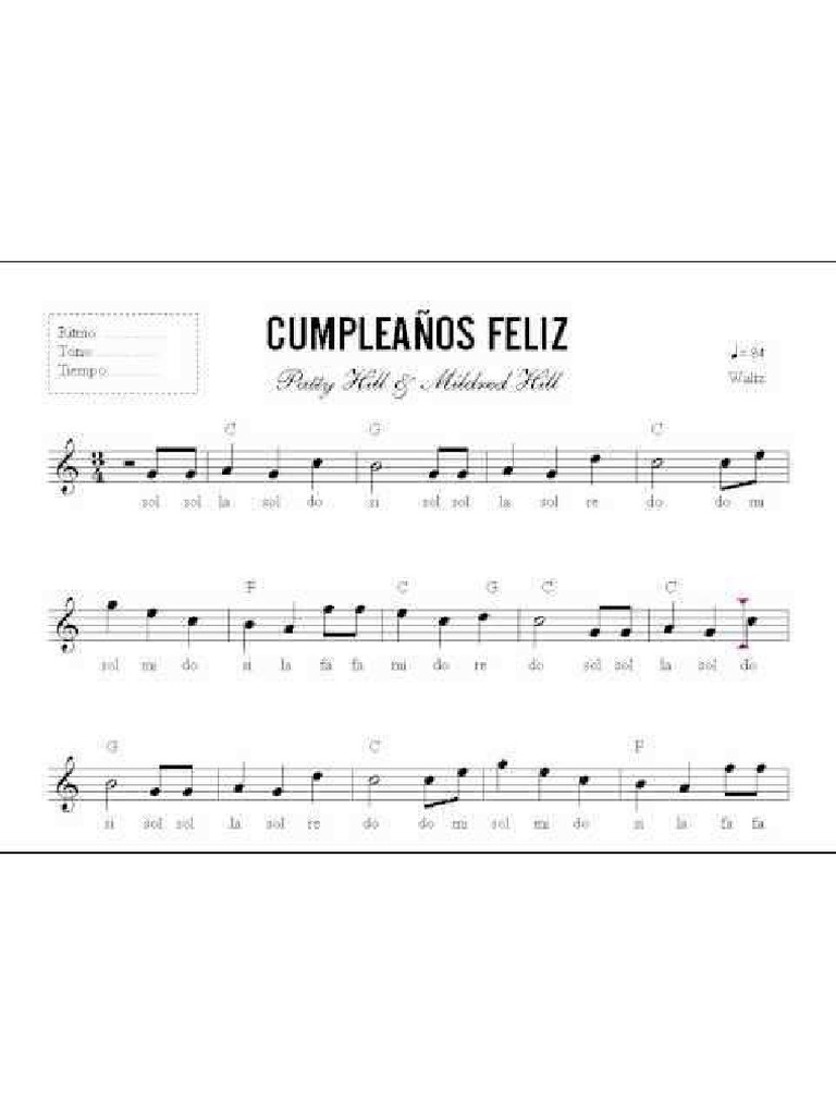 Partitura Feliz Cumpleaños | PDF