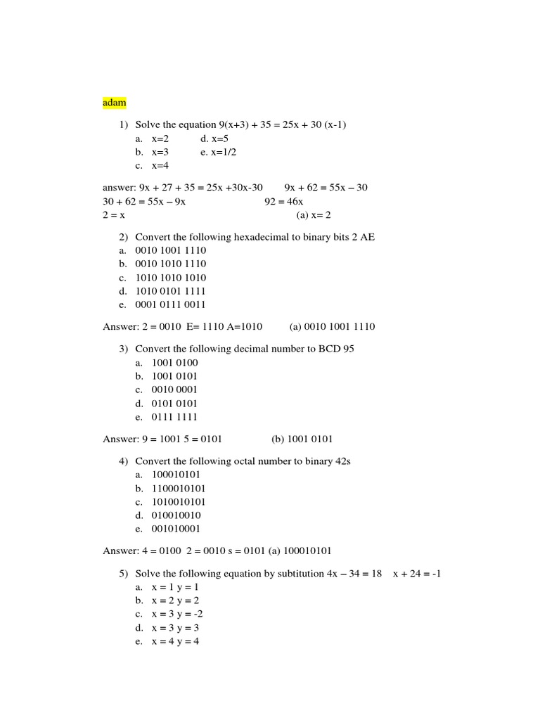 Math Pdf Binary Coded Decimal Numbers