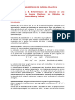 8. DETERMINACIÓN DE CLORUROS EN UNA MUESTRA ACUOSA MEDIANTE LOS MÉTODOS DE MOHR Y VOLHARD