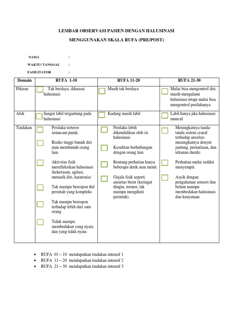 Observasi Pasien Halusinasi dengan RUFA | PDF