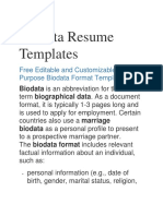 Biodata Resume Templates