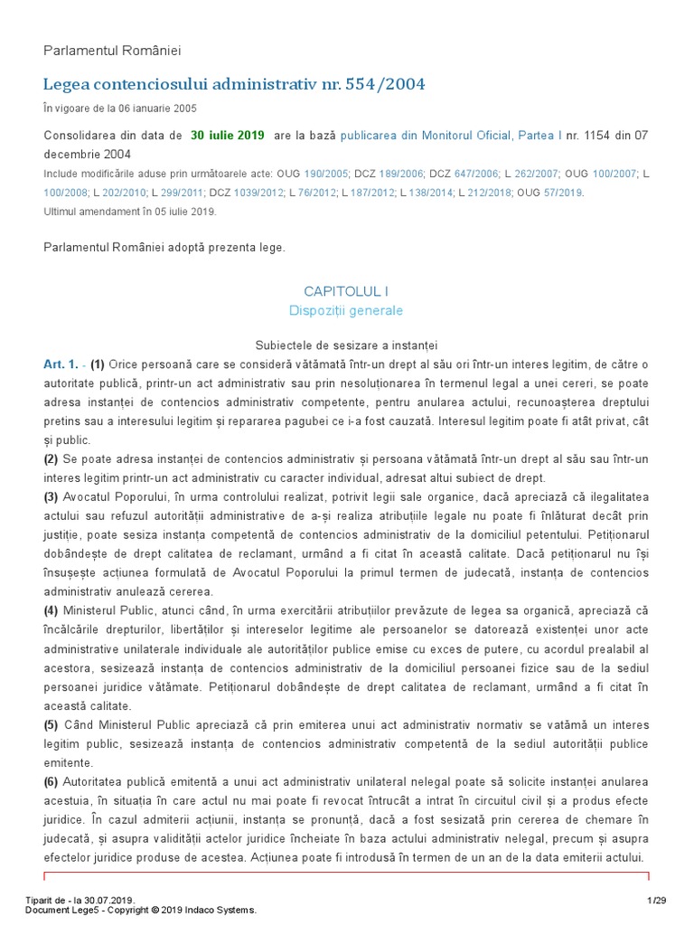 Legea Contenciosului Administrativ Nr 554 2004