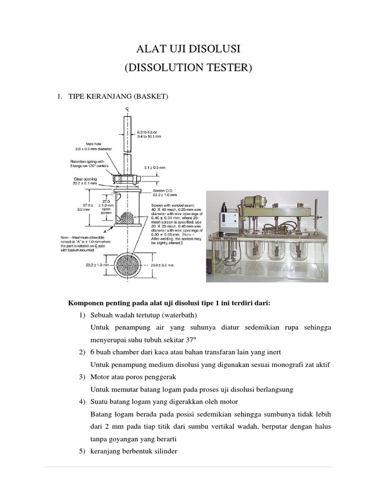 Tipe dan Prosedur Alat Uji Disolusi | PDF | Griya & Taman | Teknologi ...