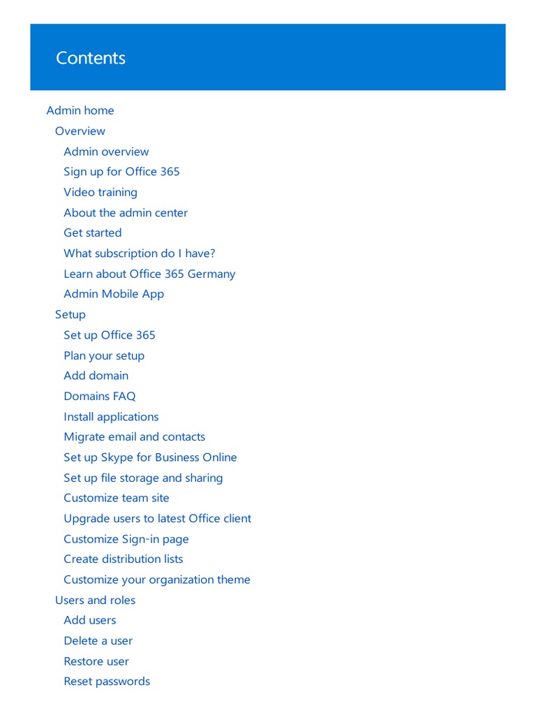 Office 365 Admin Overview Guide | PDF | Office 365 | Microsoft Office