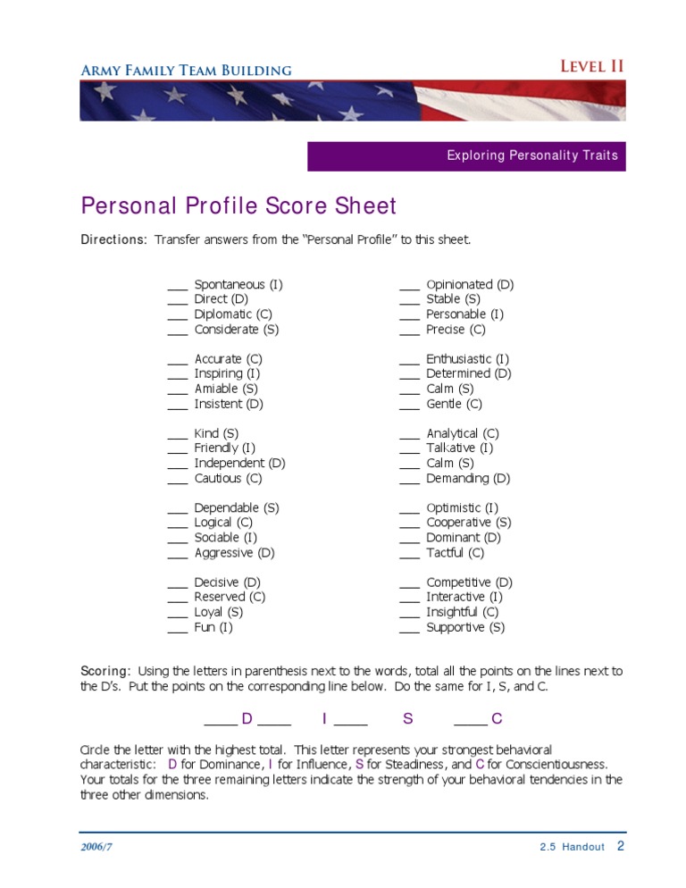 Personality Traits Assessment Sheet | PDF | Psychology | Social Psychology
