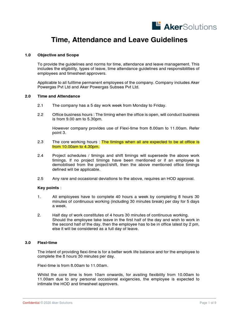 Time Attendance Leave Guidelines Mar2020 PDF | PDF | Parental Leave ...