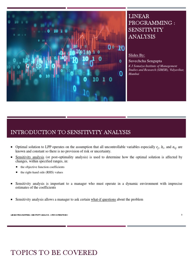 Linear Programming Problem: Sensitivity Analysis | PDF | Mathematical ...