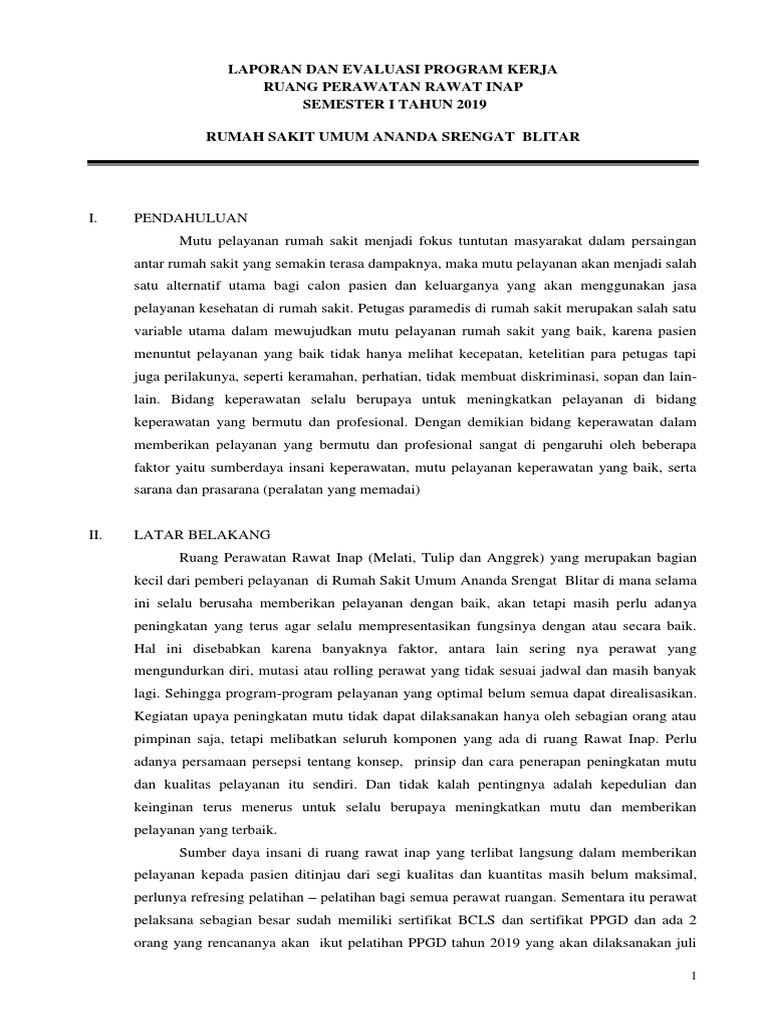Format Laporan Dan Evaluasi Program Kerja Rawat Inap | PDF