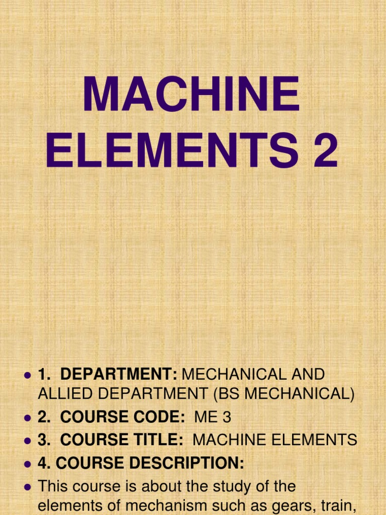 Machine Elements Course Overview | PDF