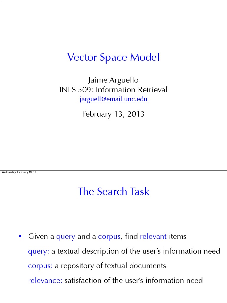 Vector Space Model Overview | PDF | Computers