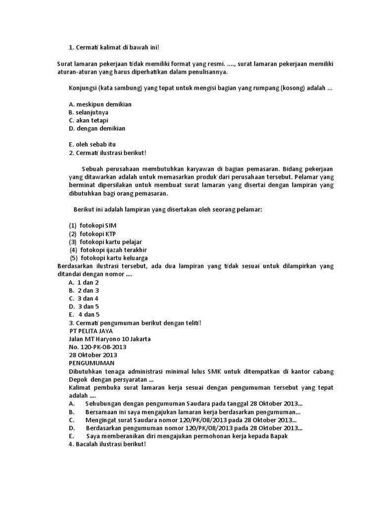 Surat Lamaran Pekerjaan Tidak Memiliki Format Yang Resmi Surat